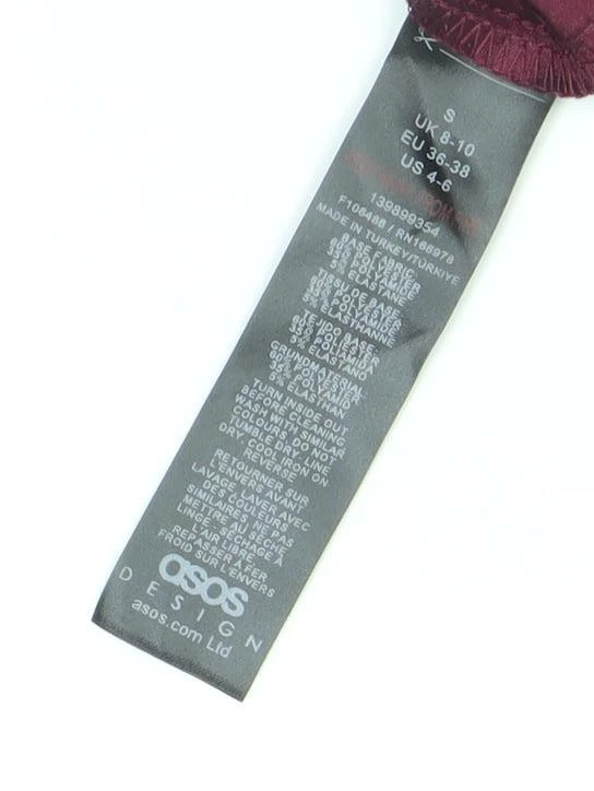 ASOS Women’s Red Mini Puff Sleeve Satin Party Dress Size 8 - Image 4 of 4