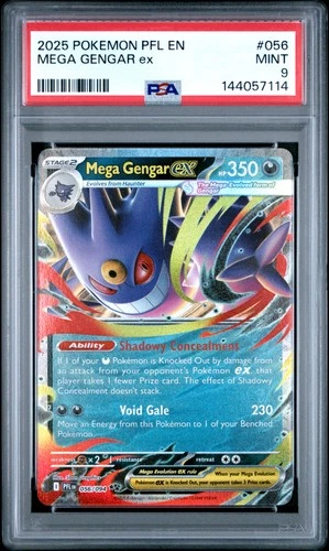 2025 POKEMON PFL EN-PHANTASMAL FLAMES #056 MEGA GENGAR EX PSA 9