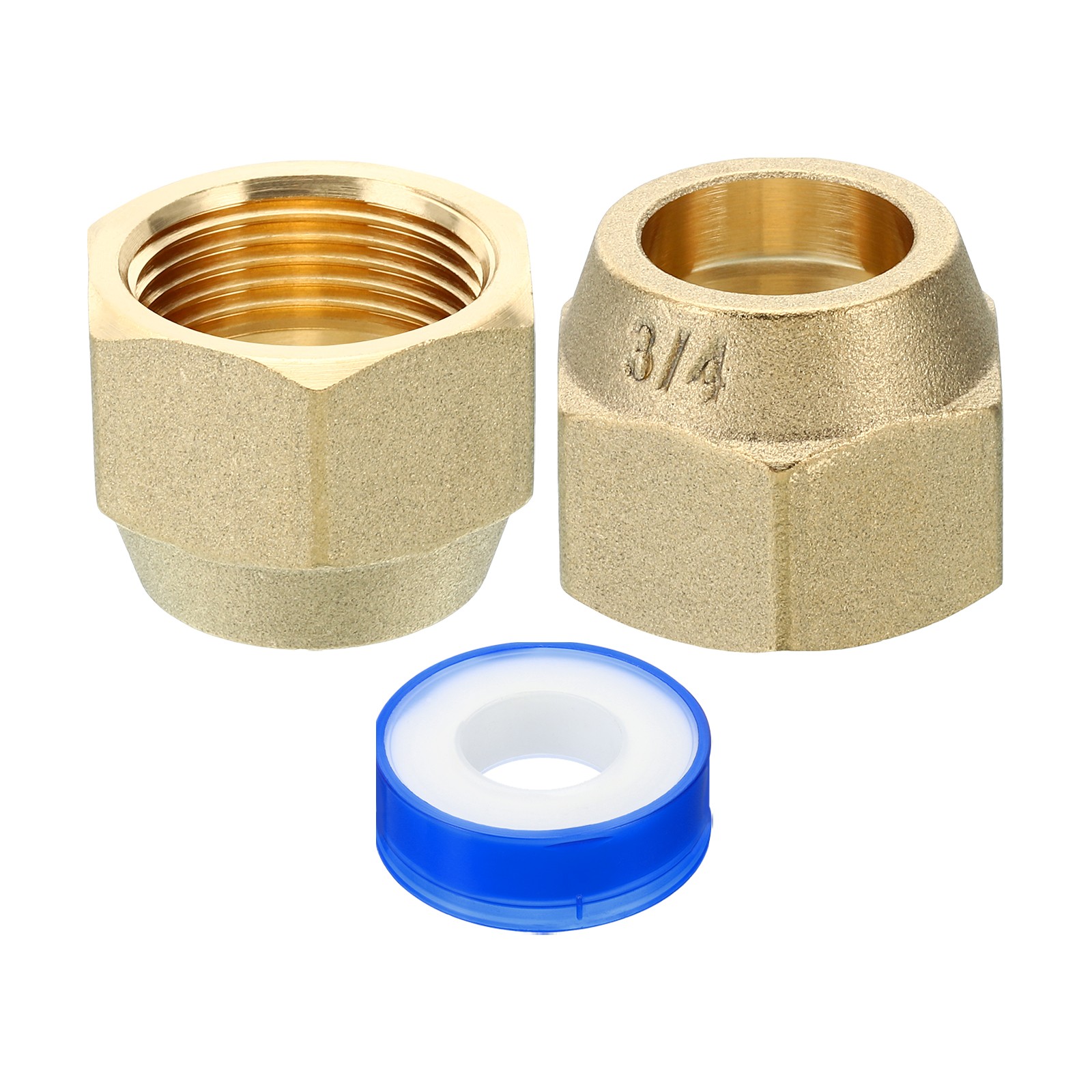 2pcs 3/4 SAE Brass Flare Nut 45 Degree Copper Flared Pipe Fitting Cap, Matte