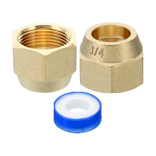 2pcs 3/4 SAE Brass Flare Nut 45 Degree Copper Flared Pipe Fitting Cap, Matte