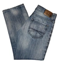 EXPRESS JEANS Men's 31x30 Blake Loose Fit Blue Cotton Denim Boot Cut Distressed