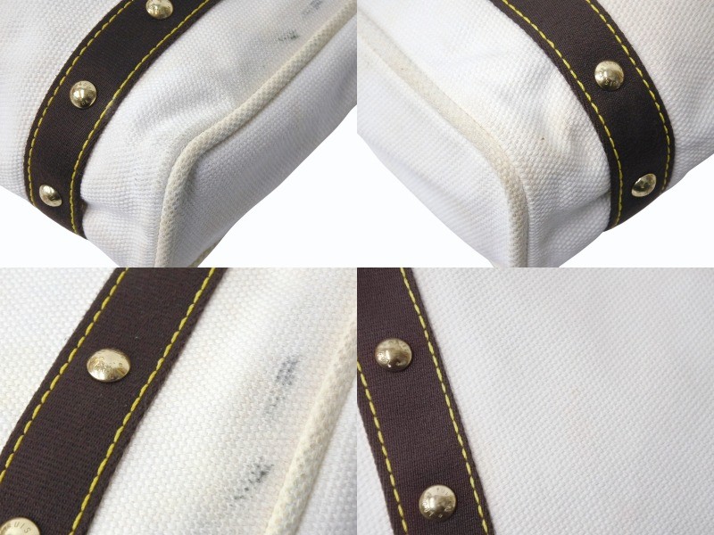 Louis Vuitton M40036 Antigua Hippo MM Shoulder Bag Canvas Ecru Used image 8