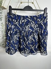 Hush Zebra Print Mini Skirt Blue Black Floaty Festival Boho Skirt UK 10