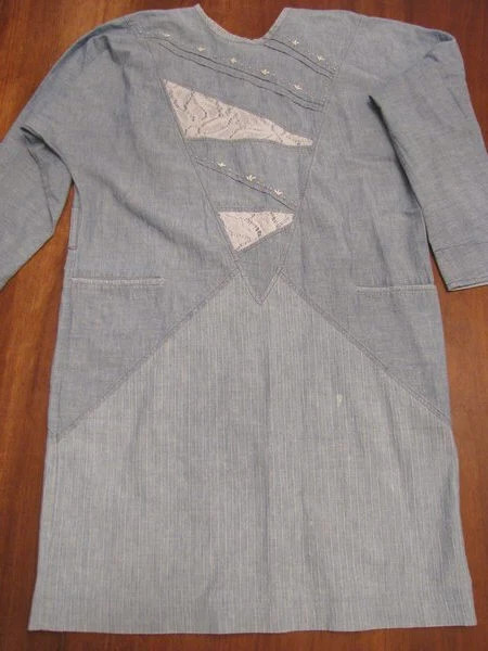 Grande Abito ampio vestito comodo in Jeans camicione caftano con perline e decò
