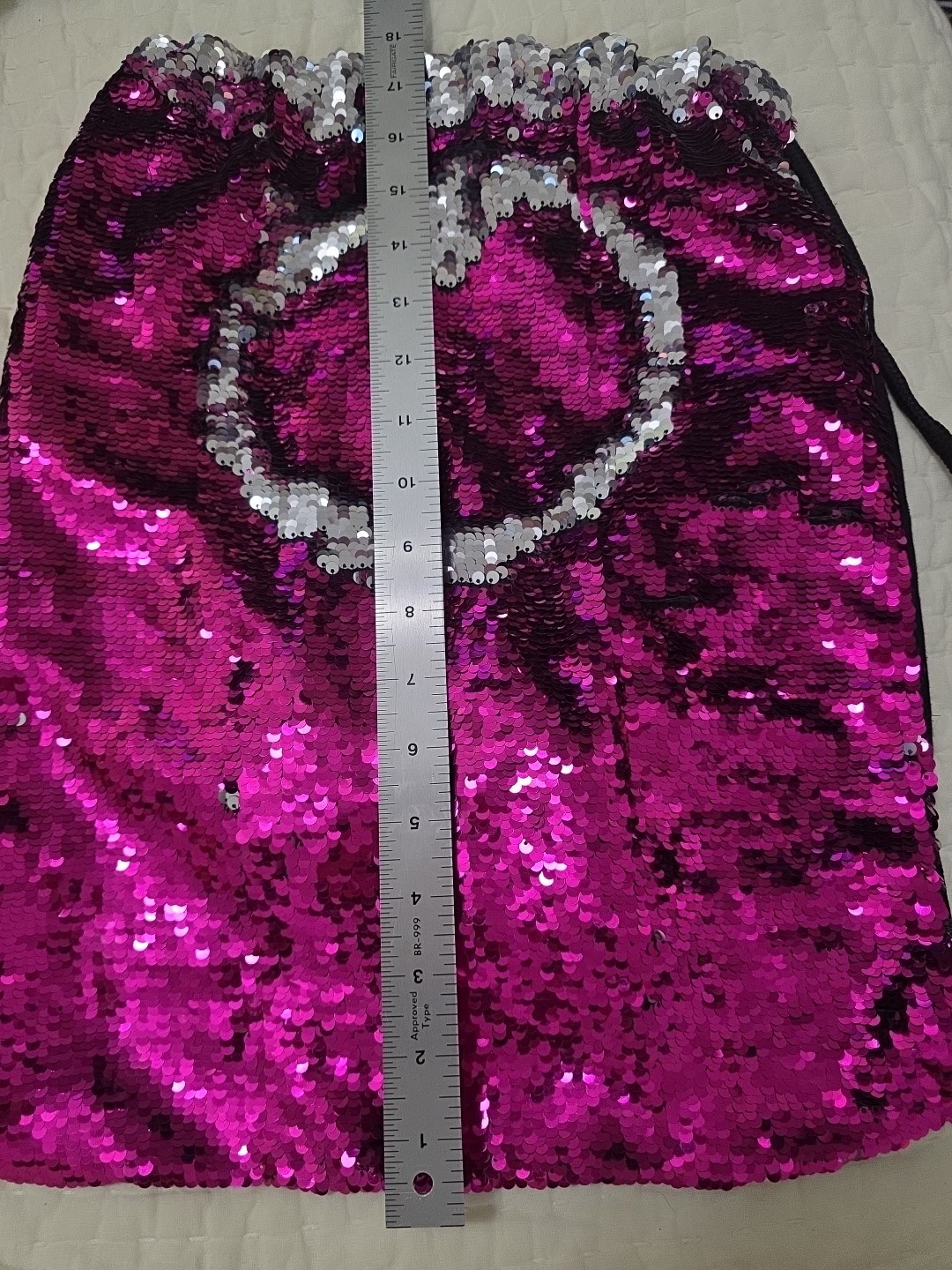 Pink Silver Sequin Drawstring Backpack  Flip Reve… - image 6