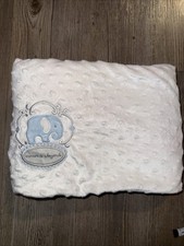 Blankets  Beyond White Blue Elephant Baby Blanket Minky Textured Dots Lovey EUC