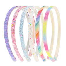 6 Pack Glitter Headbands Thin Glitter Headband for Women Colorful Hair Accessori