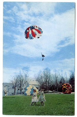 Postcard Sport Parachutists Land at The Inn Orange Massachusetts