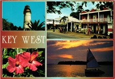 Key West Florida Lighthouse Sloppy Joe's Tropical Sunset Photo Postcard