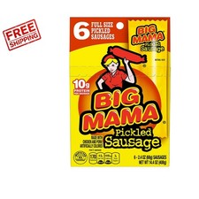 Big Mama Pickled Sausages 2.4 Oz, 6 Pack Gourmet Savory Snack for All
