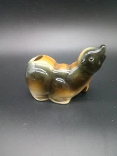 OCCUPIED JAPAN SEAL FIGURINE BROWN & BLACK BRUSH OR PENCIL HOLDER