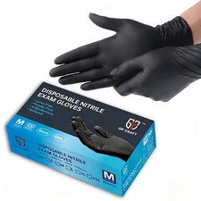 Heavy Duty Black 6Mil Nitrile Disposable Gloves Latex-Free Powder-Free 100 Pack
