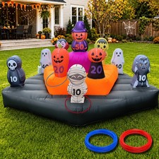 Wellcomer 10Ft Inflatable Ring Toss Game   Halloween Theme Carnival Outdoor Fun