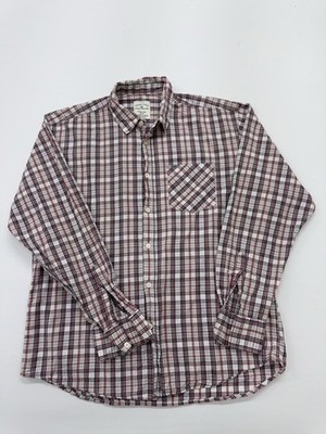Estabished Herren rot weiß blau kariertes Button-Down Hemd XL Vintage Tasche