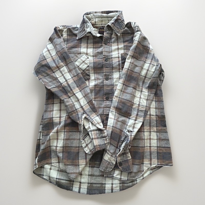 Vintage Champs Men's Multicolor Plaid Flannel Cotton Button-Up Shirt Long Sleeve