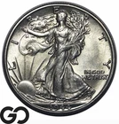 1944-D Walking Liberty Half Dollar, Lustrous Solid Gem BU++, Better Denver Issue