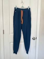 FIGS HW Zamora Jogger Scrub Pants Women Deep Reef Blue High Waist Sz S Medical