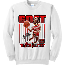 NEW Art Society MJ 23 GOAT NO DISCUSSION WHITE Crew Sweater SM-4XL MADE IN USA