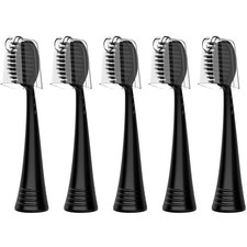 Replacement Toothbrush Heads with Covers for Burst 5 Count, Black 