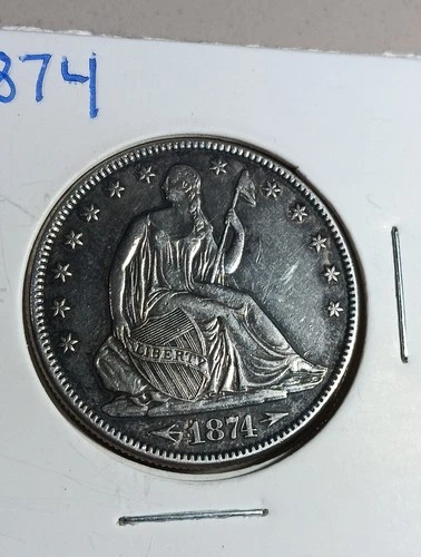 1874 Seated Liberty Half Dollar w/ Arrows, XF Better Date Variety AU DETAILS