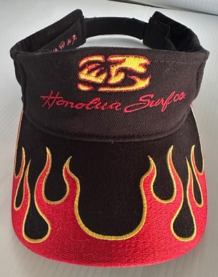 WOW! Honolua Surf Co. Visor Hat Cap Hawaii Flames Embroidered Vintage Adjustable