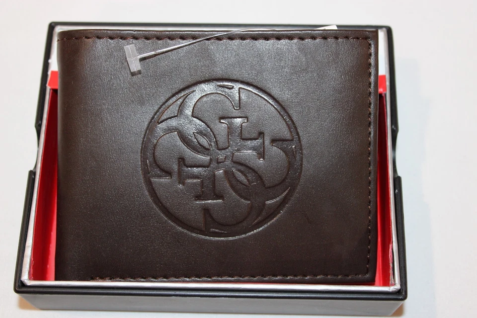 Guess Dark Brown RFID Leather Bifold Wallet $42, RFID Protection, NEW - Image 2 of 4