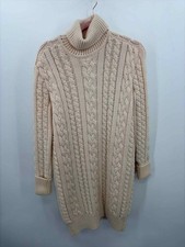 Pre-Owned Chanel Ivory Size 42 Knit Turtleneck Knee Length Long Sleeve Dress
