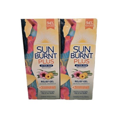 Sun Burnt Plus 4 Oz Relief Gel  With Aloe & Calendula | Maximum Strength| 2Pack 