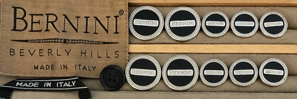10 BERNINI BEVERLY HILLS Replacement Blazer Buttons Silver Metal Black Enamel - Image 3 of 4