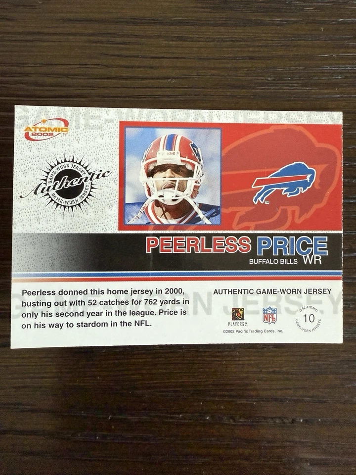 2002 Peerless Price Atomic NFL Shield Game Used Patch Variation Buffalo Bills - Image 2 of 2