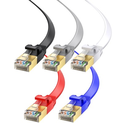 Ethernet Cable 100ft, 5-Pack (Multicolor) - Cat7 High-Speed LAN Cords for Gam...