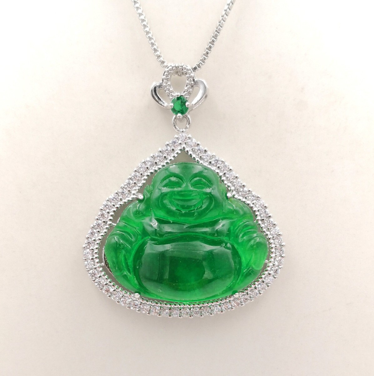 Green Jade Pendant Necklace Woman Buddha Jade Chain Baikalla