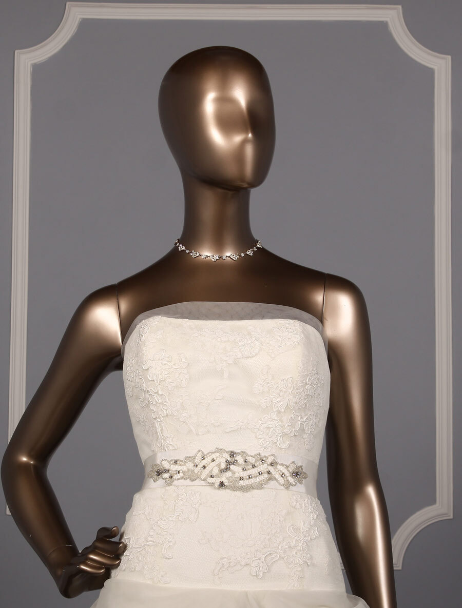 PRONOVIAS Bridal Sash Belt Diamond White Embellished Wedding  display picture 2