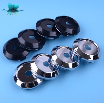 4x 65mm Enkei Racing Style Hubcaps / Center Caps For Rims - Black, 60mm Clip, Replacement