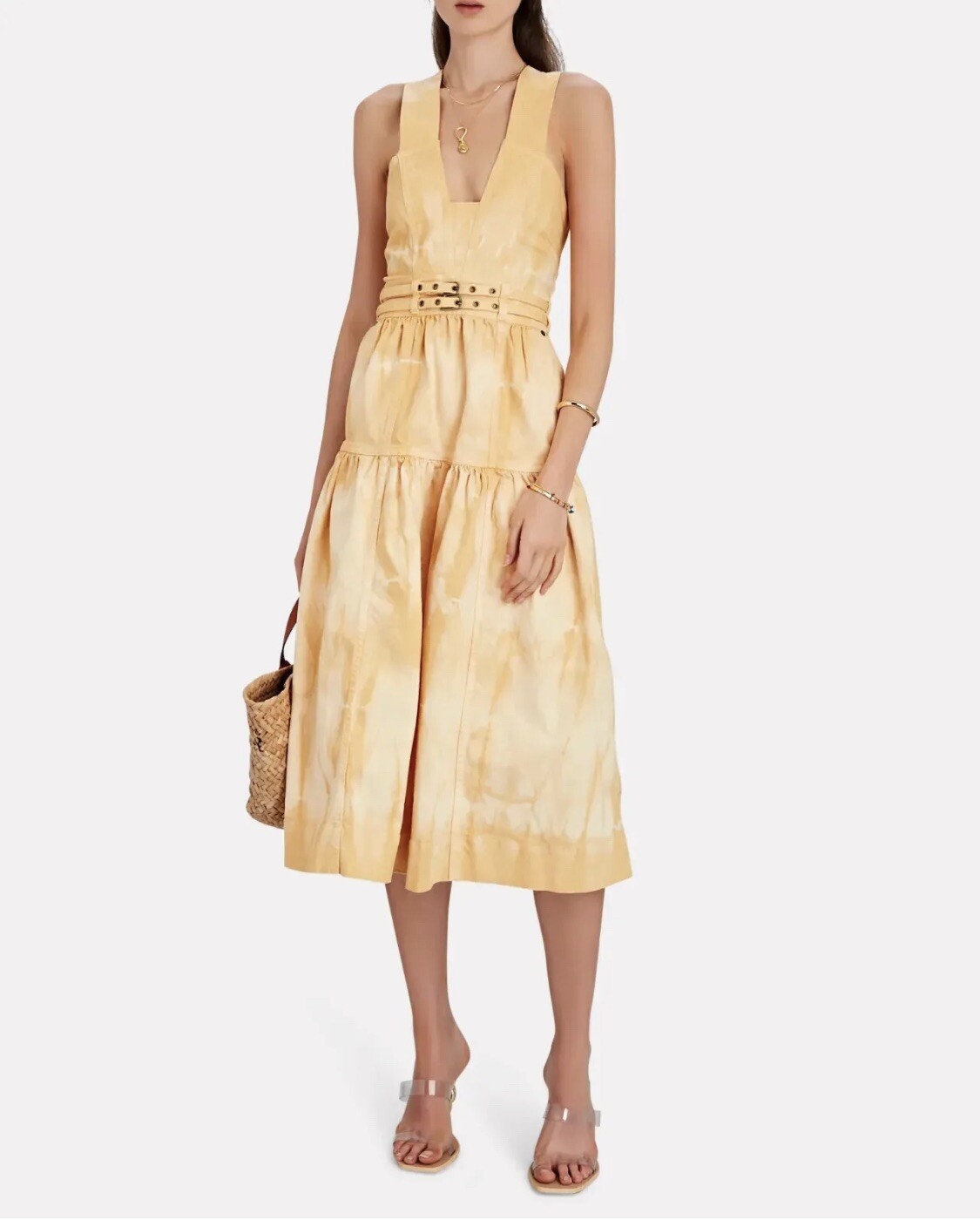 AUTH ULLA JOHNSON Blithe Dress Yellow Pastel Deni… - image 4