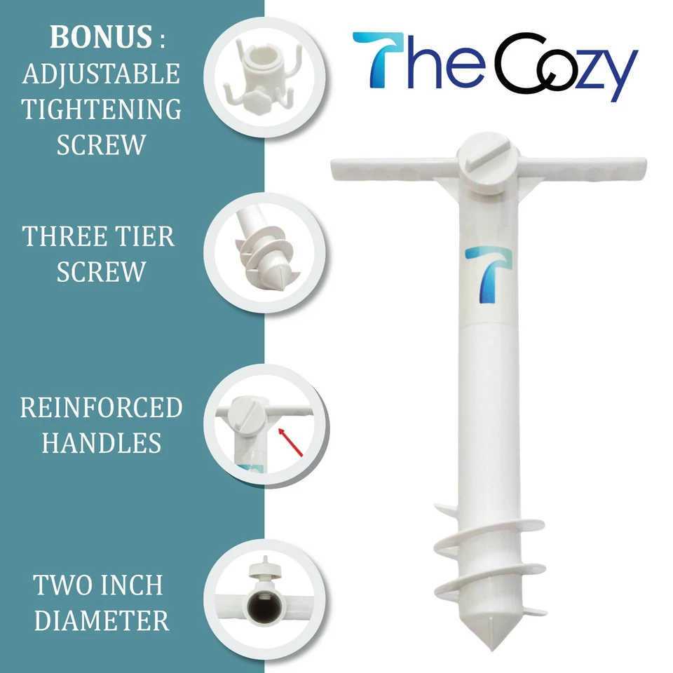 Soporte de anclaje de arena con tornillo para sombrilla de playa | Pinza de caña de pescar Foto 2 de 4