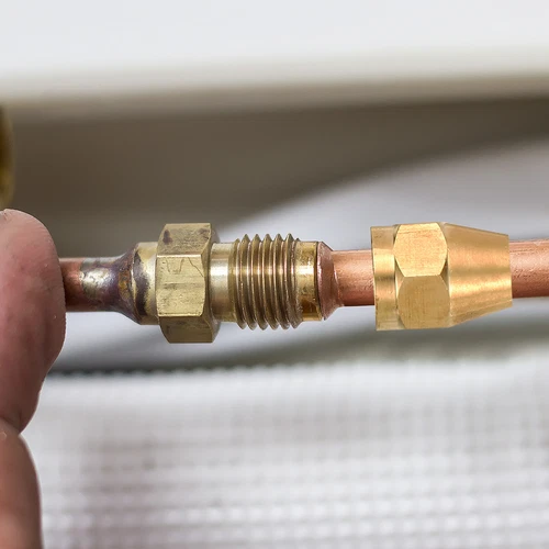 1/2" Brass Flare Nut, 10Pcs 45 Degree Short Flare Tube Fitting, Brass Tone - Picture 5 of 5