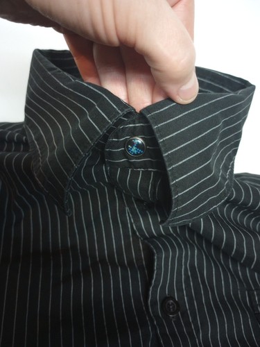 Ocean Current Men's Black Pinstripe Shirt Size XL (B17) - Picture 3 of 10