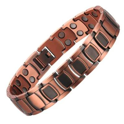 GAUSSTHERAPY Divine Copper Link Fully Magnetic Bracelet Solid Pure Copper Mens Bracelet+ Box