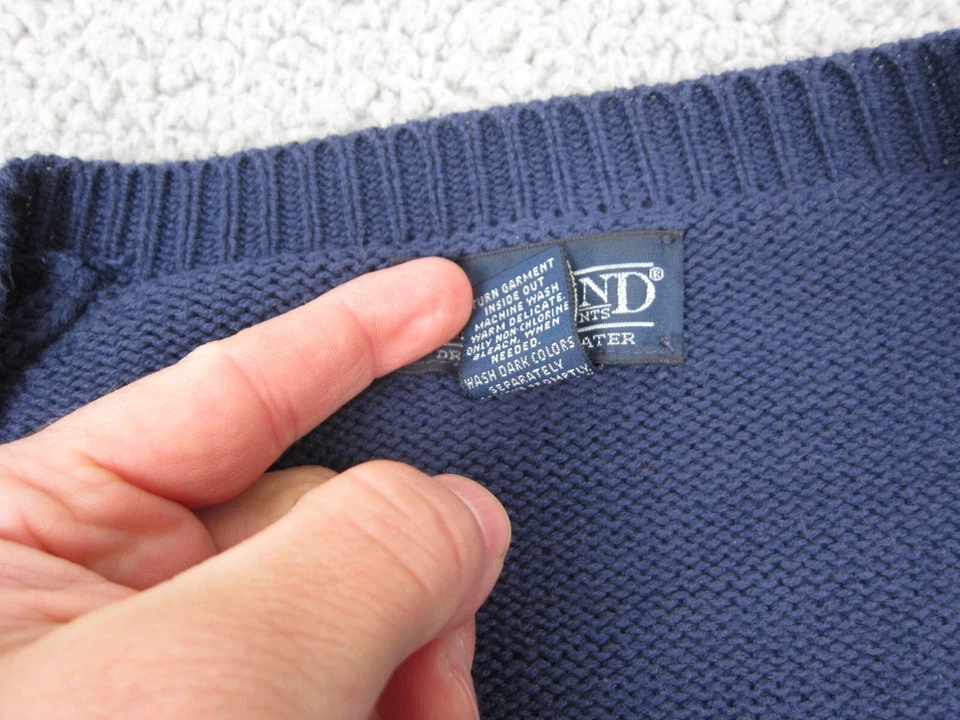Vintage Lands End Sweater Mens Extra Large Tall XLT Blue Made in USA Chunky Knit - Image 4 of 4