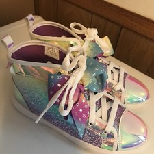 NWOT Girls Jojo Siwa Iridescent Rainbow Sneakers High Tops Size 4