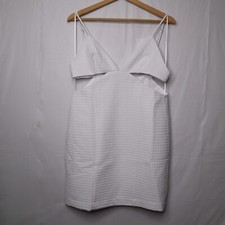 Zara womens dress Large textrured cut out dress white 4688/203 nwt