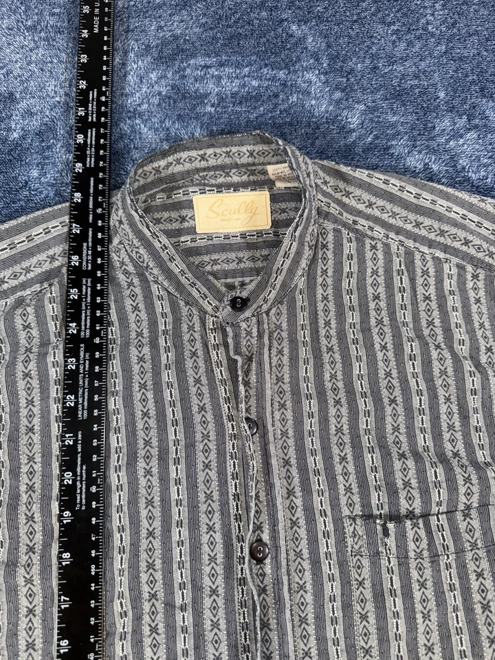 Camisa Scully Para Hombre Western L Negra Azteca Cuello Banda Abuelo Botón Vaquero Foto 4 de 4