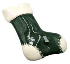 Rare Buckeye Stoneware Zanesville OH Wall Pocket Christmas Stocking Green White