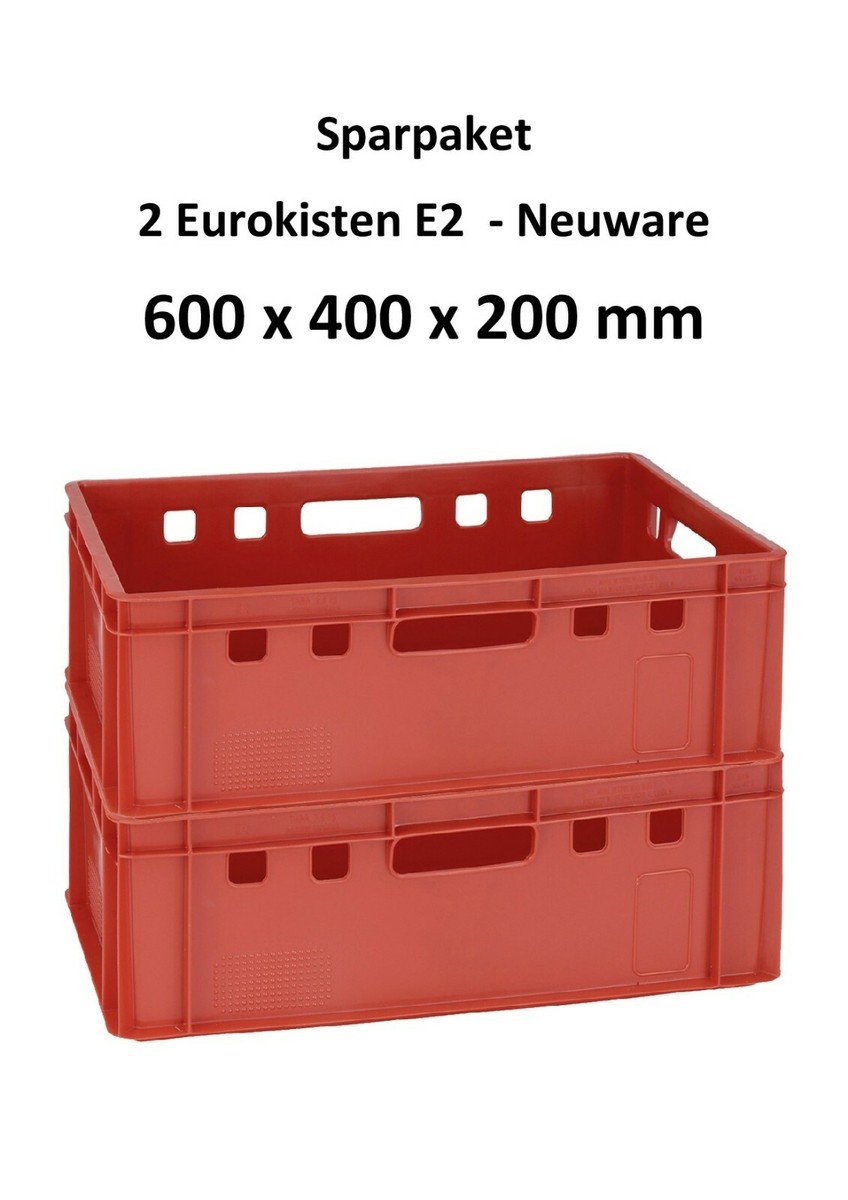Produktbild von 8 HD-PE Kühlhauskisten Rot 60x40x20 Cm – Robust, Stapelbar, Lebensmittelecht
