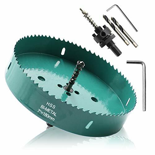 Qjaiune 180mm 7.1 inch Hole Saw with Arbor, HSS Bi-Metal Hole Cutter Smoothly Cutting in Cornhole Boards, Plastic, Wood, Fiberboard, Drywall