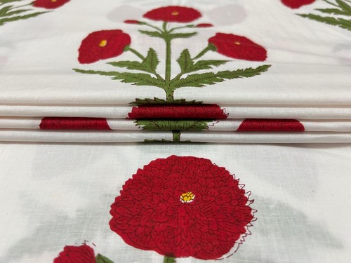 5 Yard Hand Block Print Handmade Cotton Indian Natural Sanganeri Print Fabric. - Picture 5 of 10
