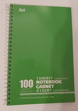 JOT One Subject Theme Book Green, lined pages, 5.75 x 8.75