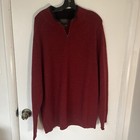 Men's Pendleton 100% Washable Wool Collared 1/4 Zip Pullover Sweater Maroon XL