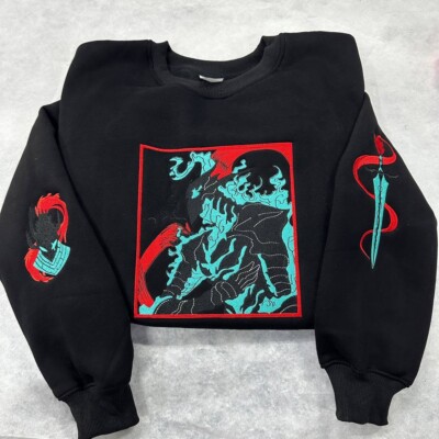 I Alone Level Up Embroidered Anime Sweatshirt | Monarch of Shadows Sweatshirt